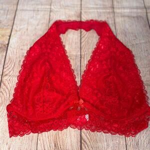 Red Lace XL Halter Bralette